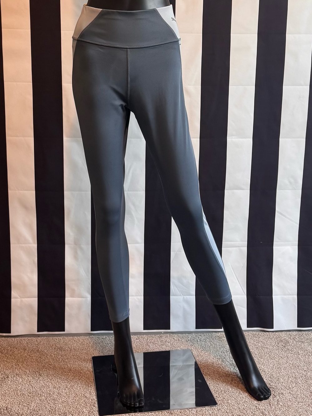 Puma Blue High-Rise Athletic Leggings with Light Blue Side Panels